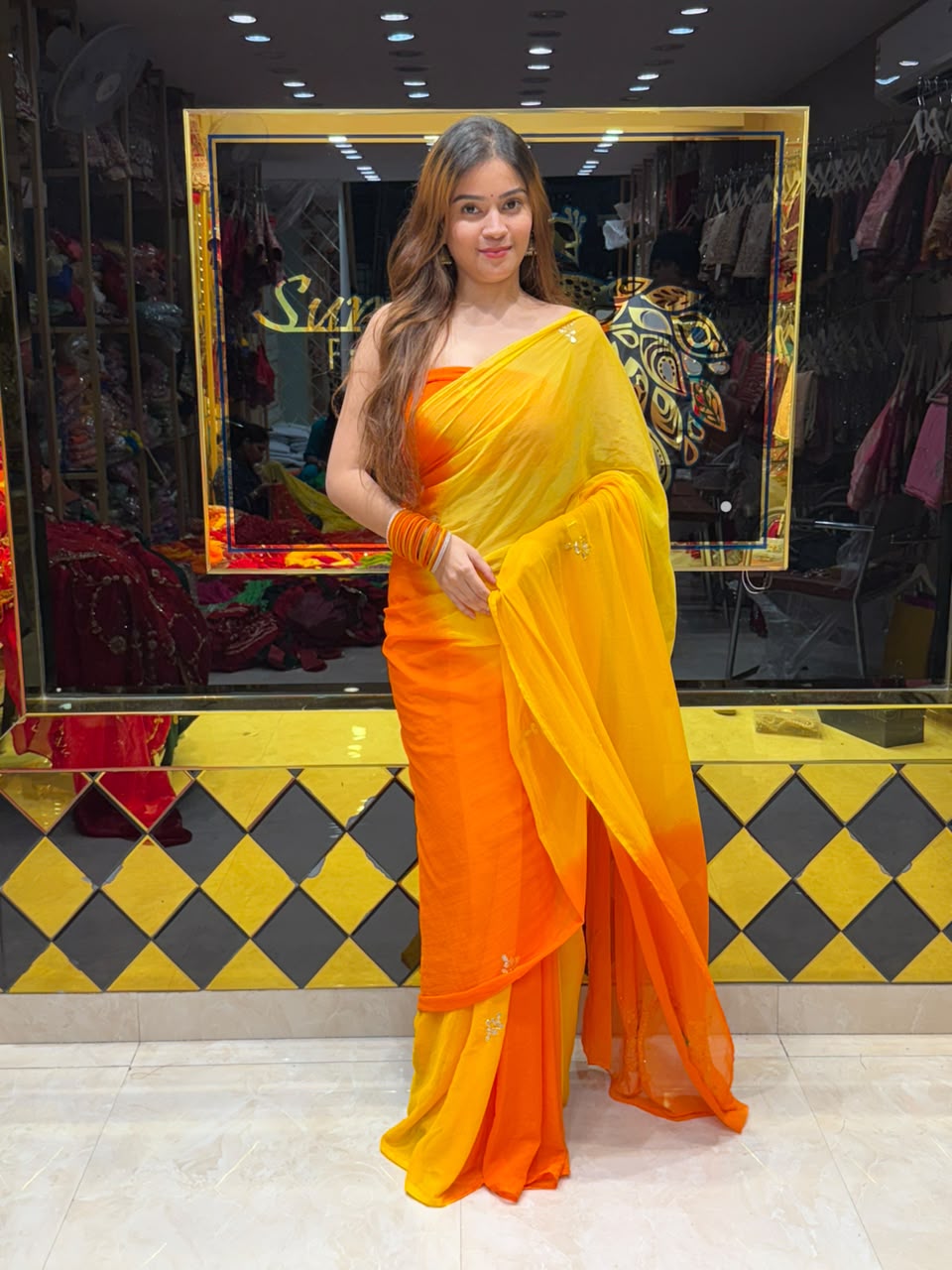 Dual Shade Gotapati & Katdana Handcrafted Saree (S114)