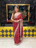 Maroon Mirror Gola Handcrafted Designer Saree (492)