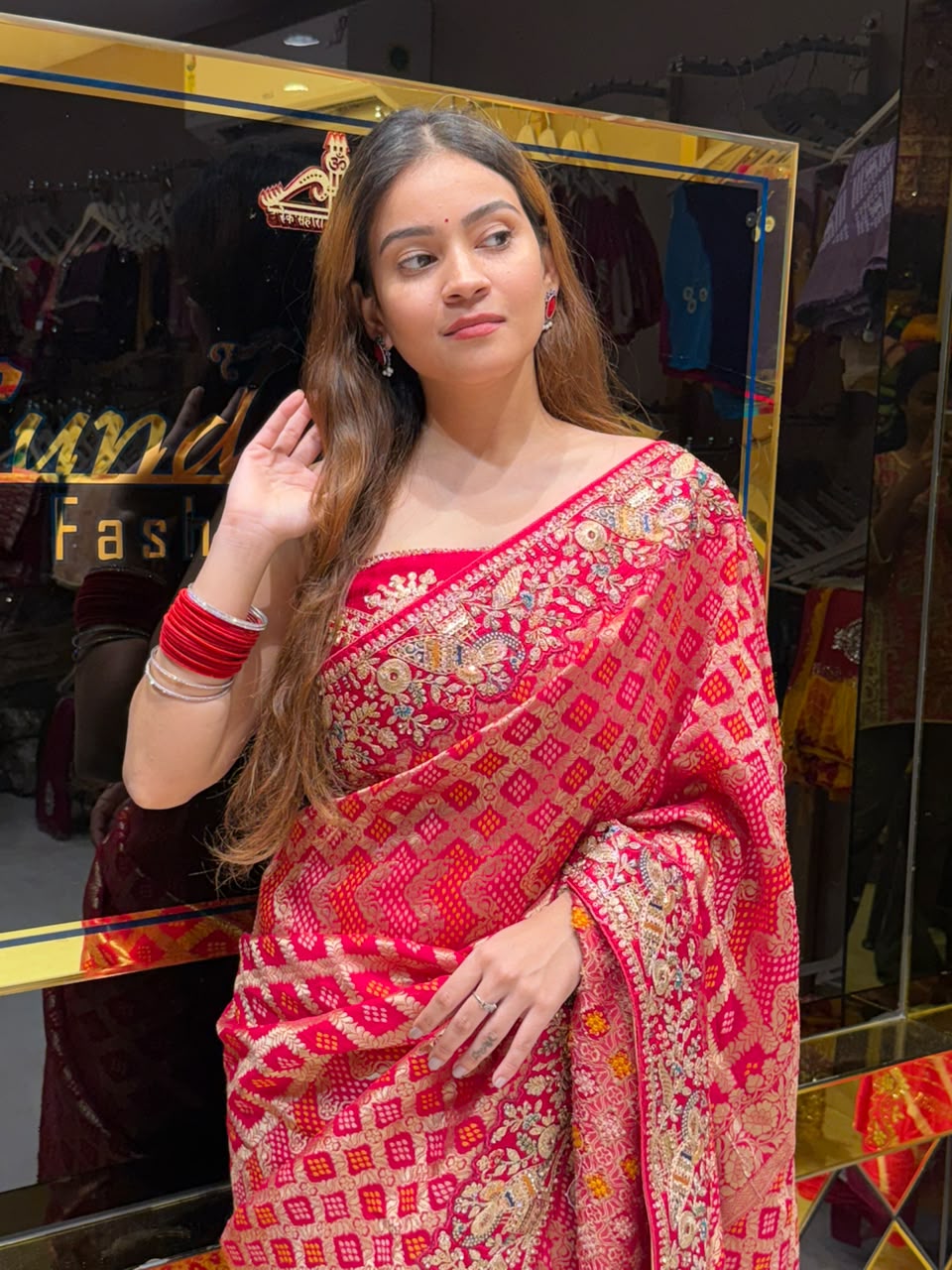 Red Pure Khaddi Georgette Designer Saree (491)