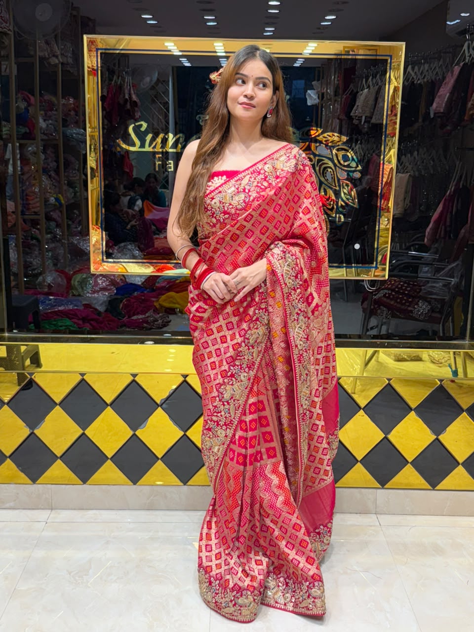 Red Pure Khaddi Georgette Designer Saree (491)