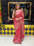 Red Pure Khaddi Georgette Designer Saree (491)