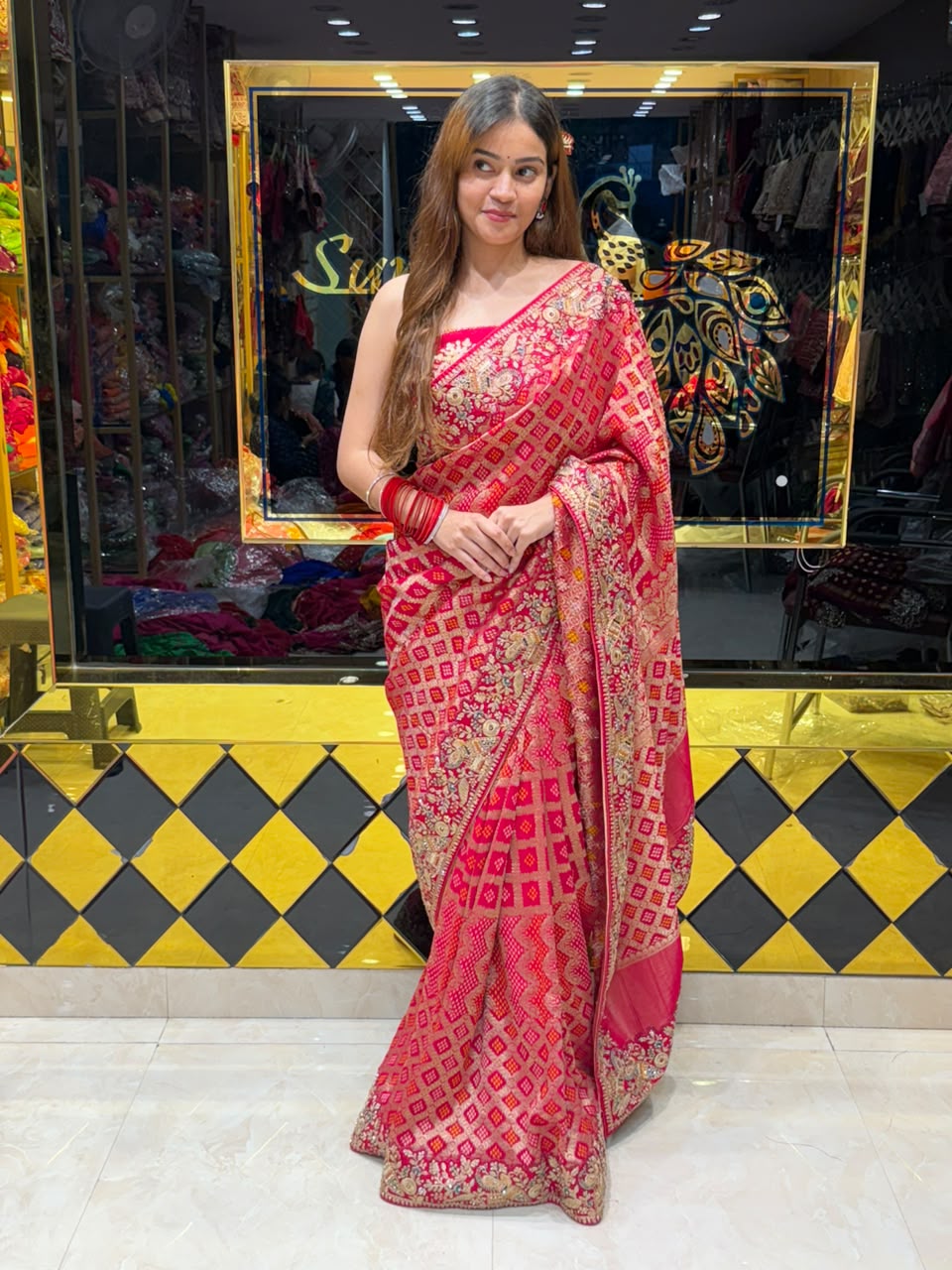 Red Pure Khaddi Georgette Designer Saree (491)