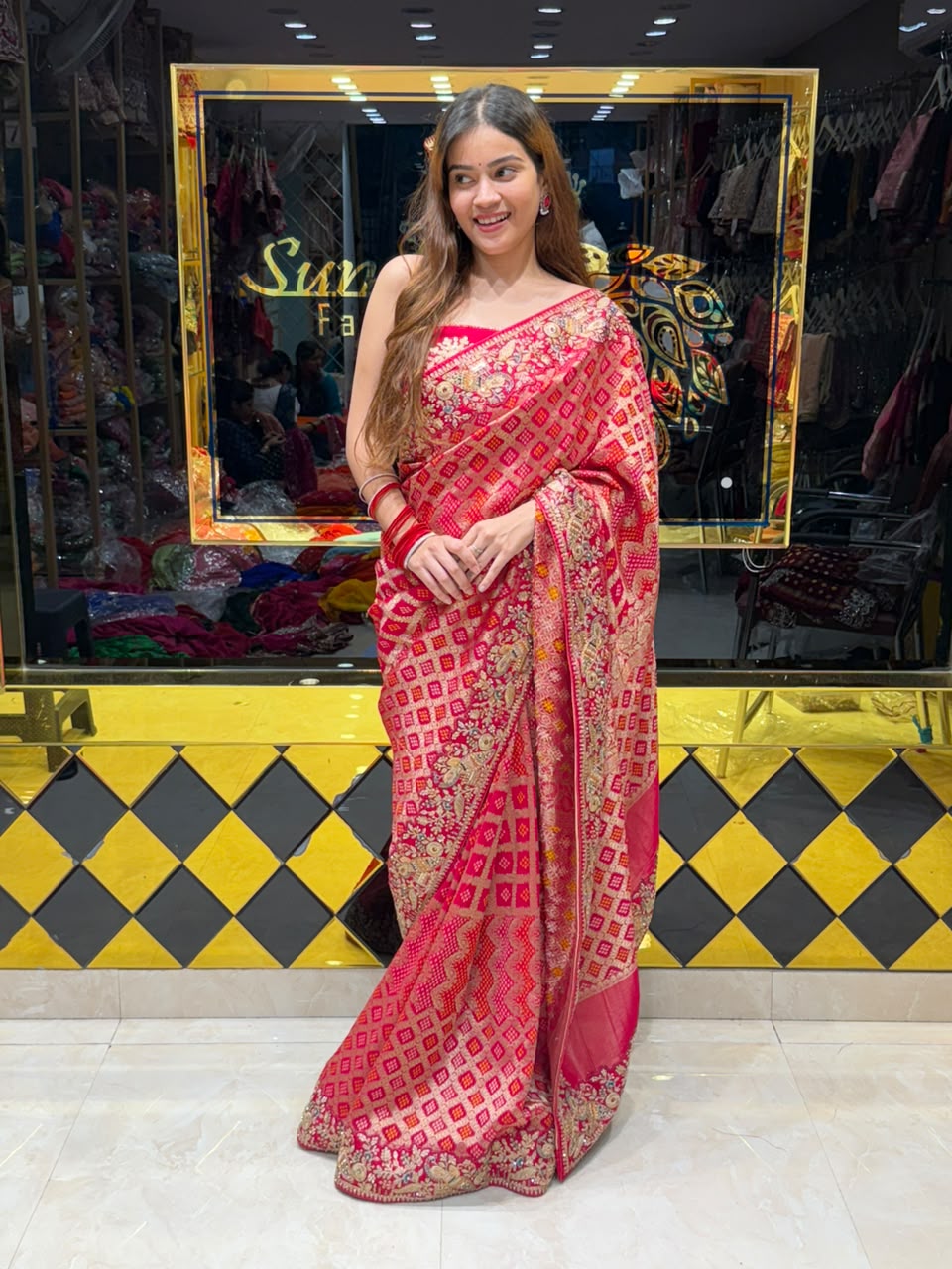 Red Pure Khaddi Georgette Designer Saree (491)