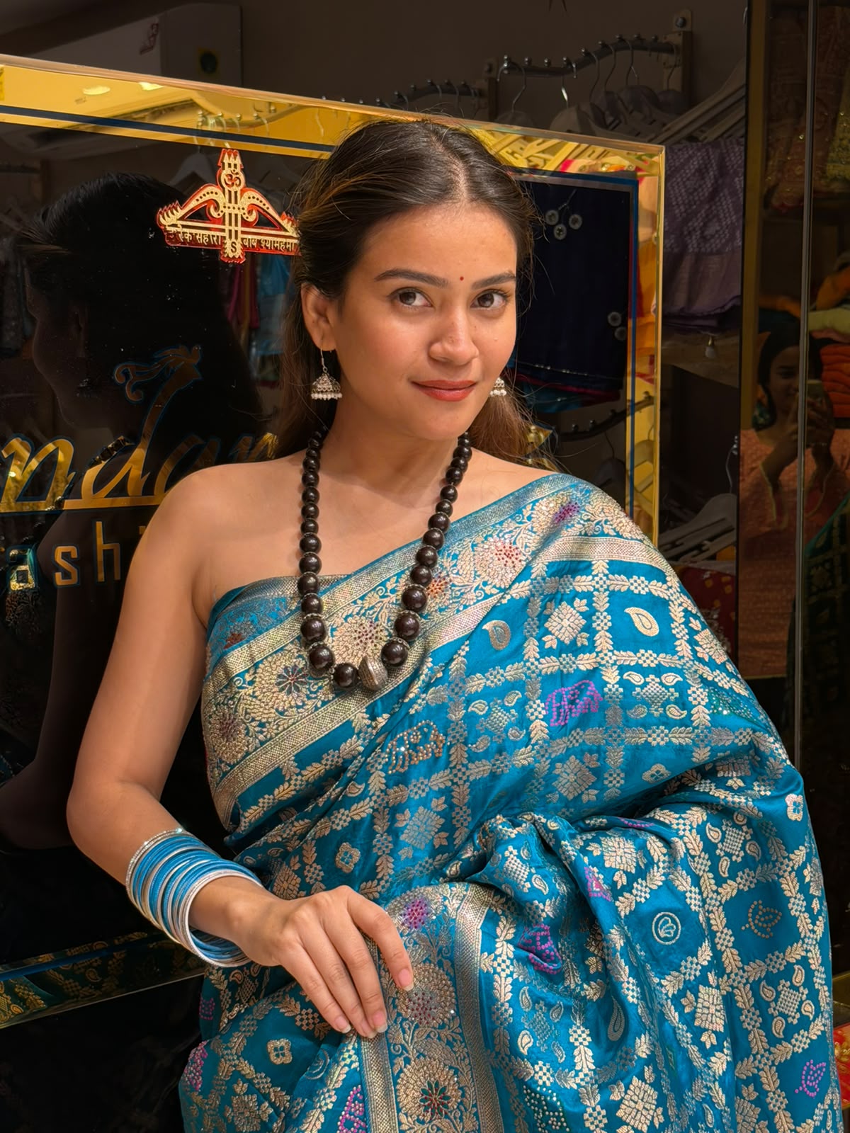 Peacock Blue Kanjivaram Silk Designer Saree (496)