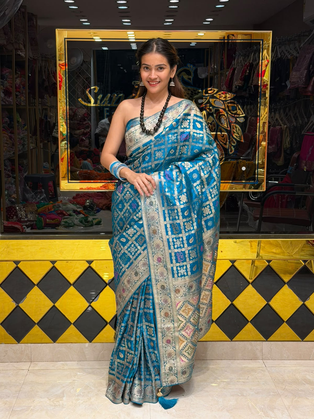 Peacock Blue Kanjivaram Silk Designer Saree (496)