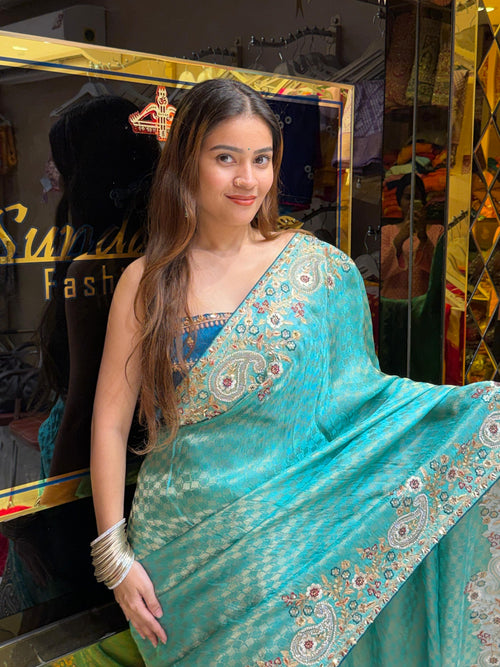 Pure Munga Silk Handcrafted Designer Saree (497)