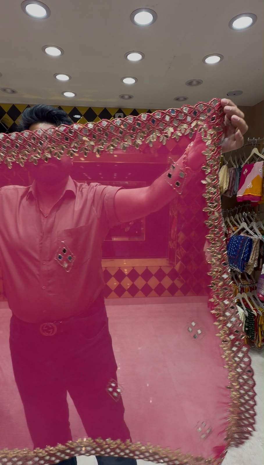 Hot Pink Mirror & Gotapati Handcrafted Saree (498)