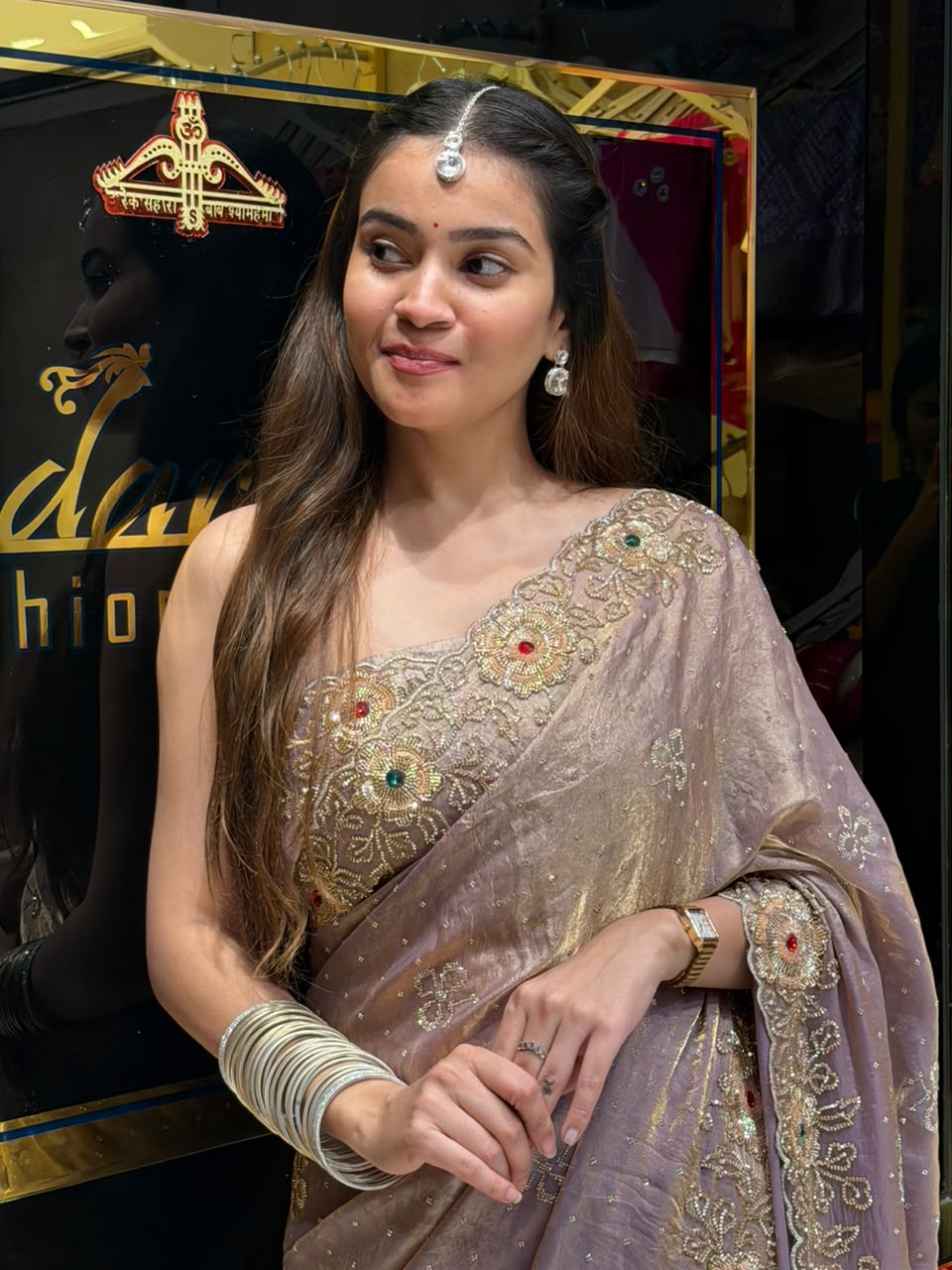 Lavender  Softy Silk Multiwork Designer Saree (501)