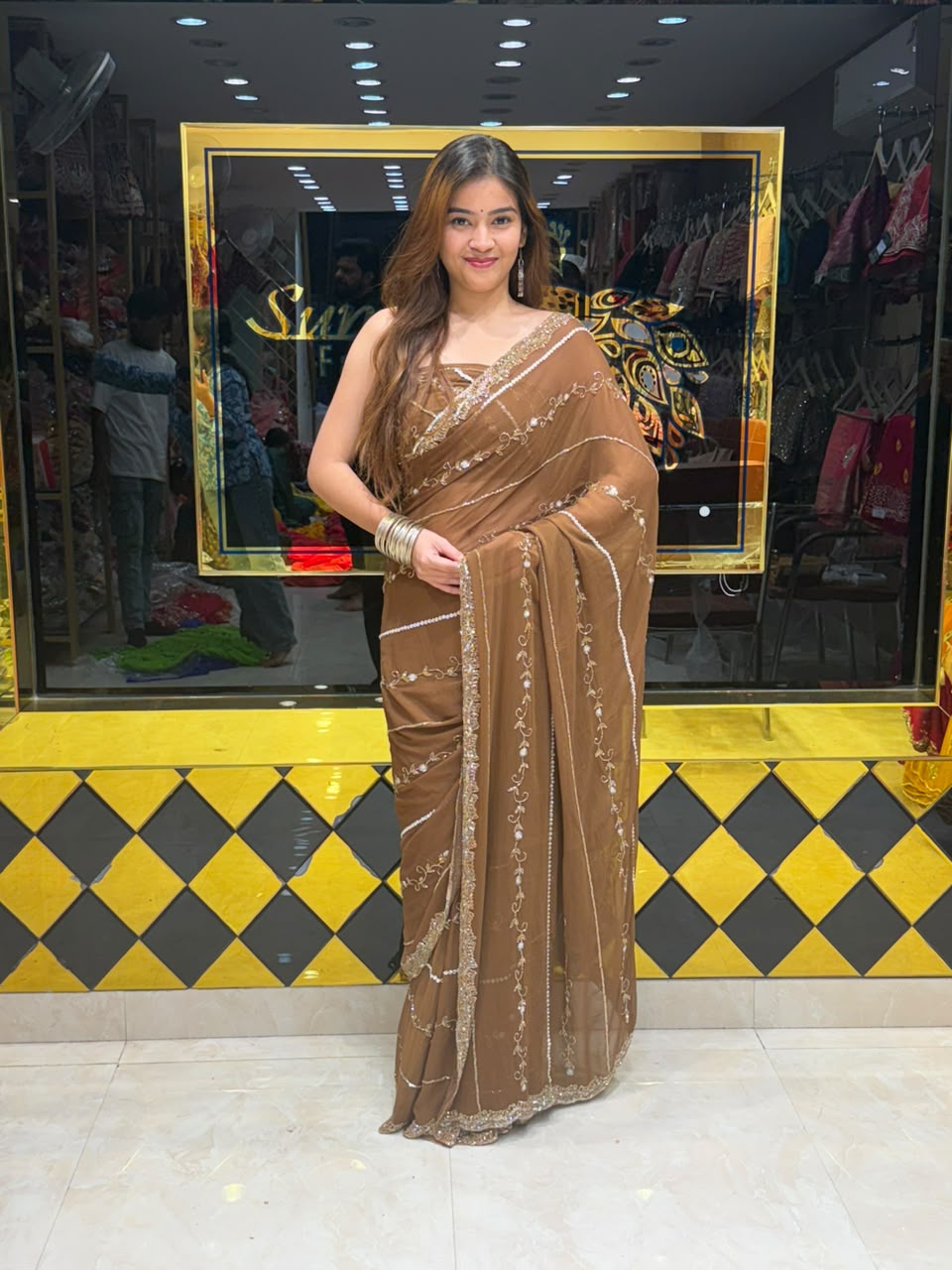 Diamond & Pearl Haandcrafted Designer Saree (503)