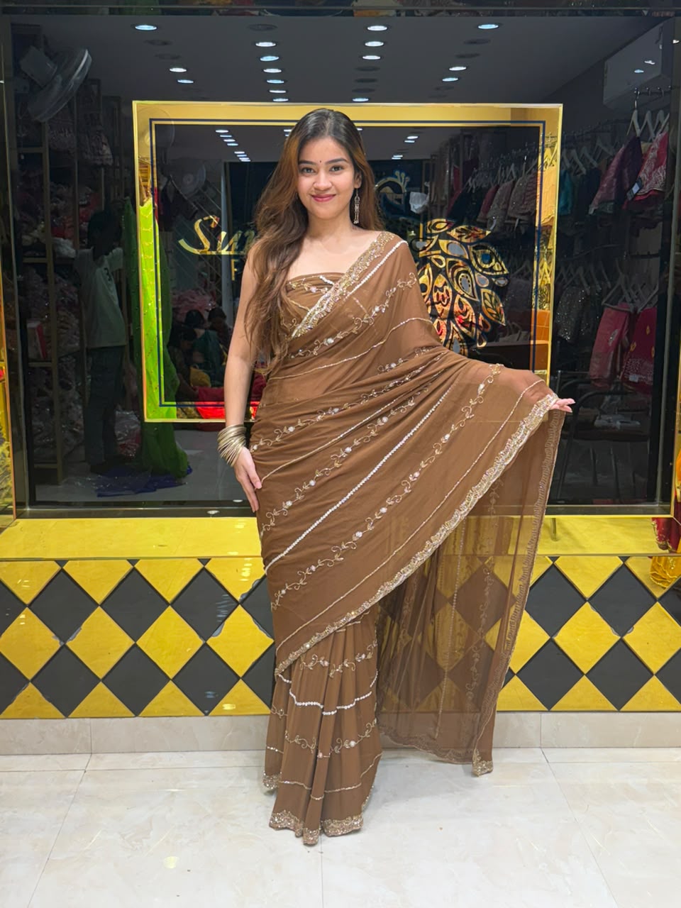 Diamond & Pearl Haandcrafted Designer Saree (503)