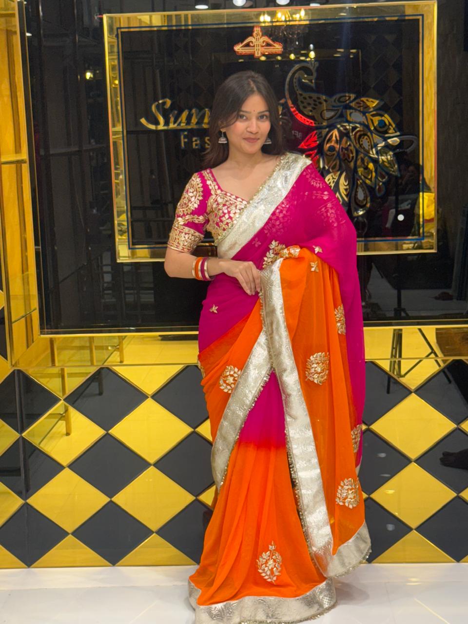 Aangi Blouse Beautiful Gotapati Saree (116)