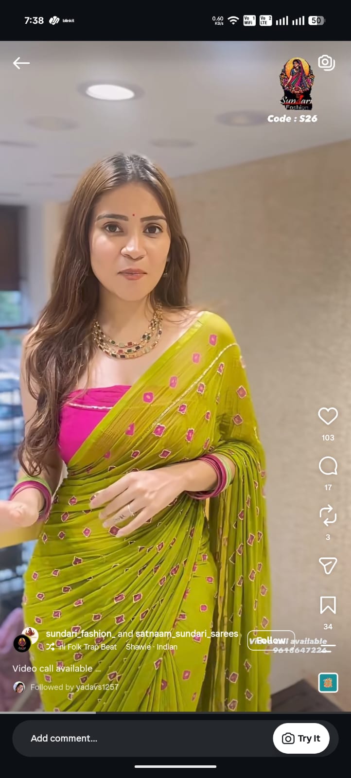 Green Pure Chiffon Bandhani Handcrafted saree (S26)