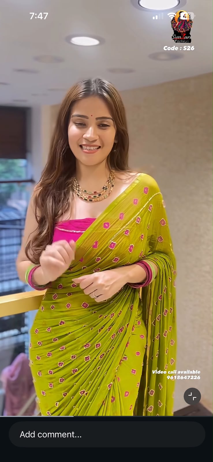 Green Pure Chiffon Bandhani Handcrafted saree (S26)