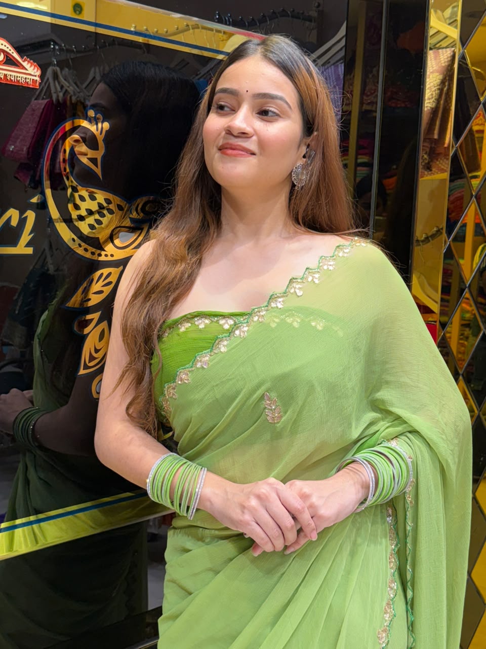 Light Green Gotapati Handcrafted Saree (104)