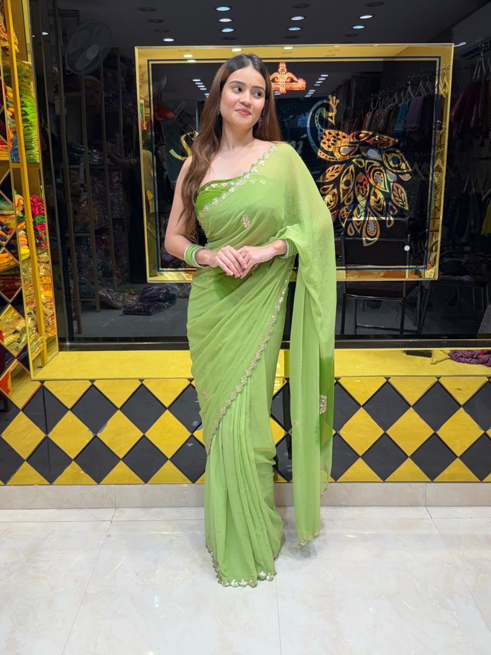 Light Green Gotapati Handcrafted Saree (104)