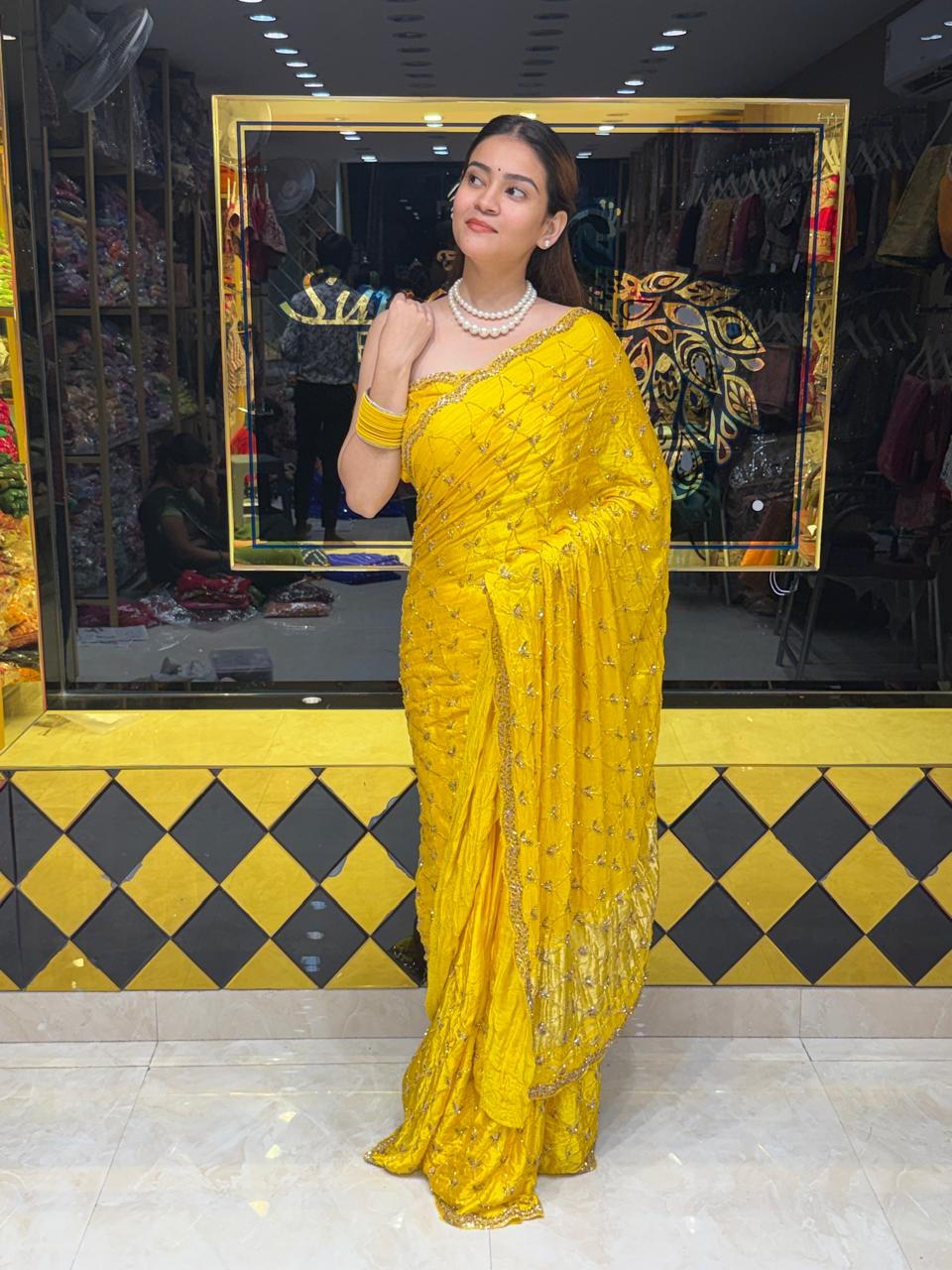 Gaji Silk Jarkan & Diamond Handcrafted Saree (458)