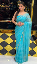 Elegant Blue Handwork Partywear Saree (235)
