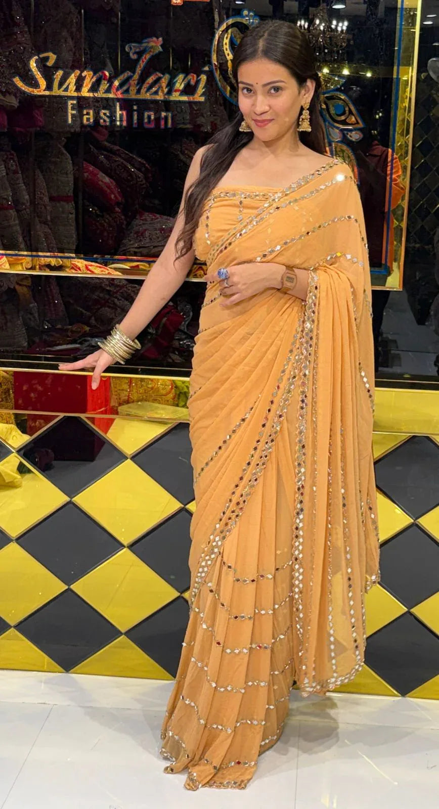 Elegant Original Mirror Work Saree (227)