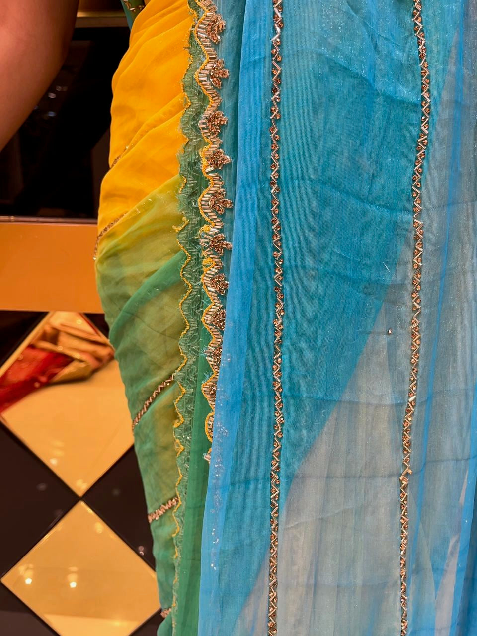 Multi Color Bright Ombre Saree