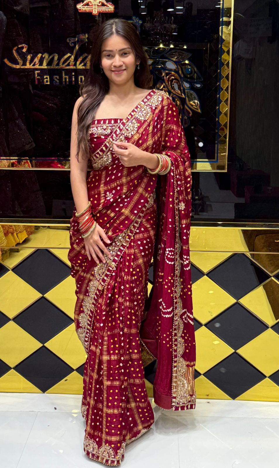 Red Gajji Silk Gharchola Saree (234)