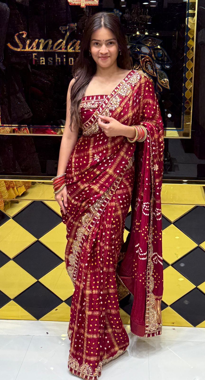 Red Gajji Silk Gharchola Saree (234)