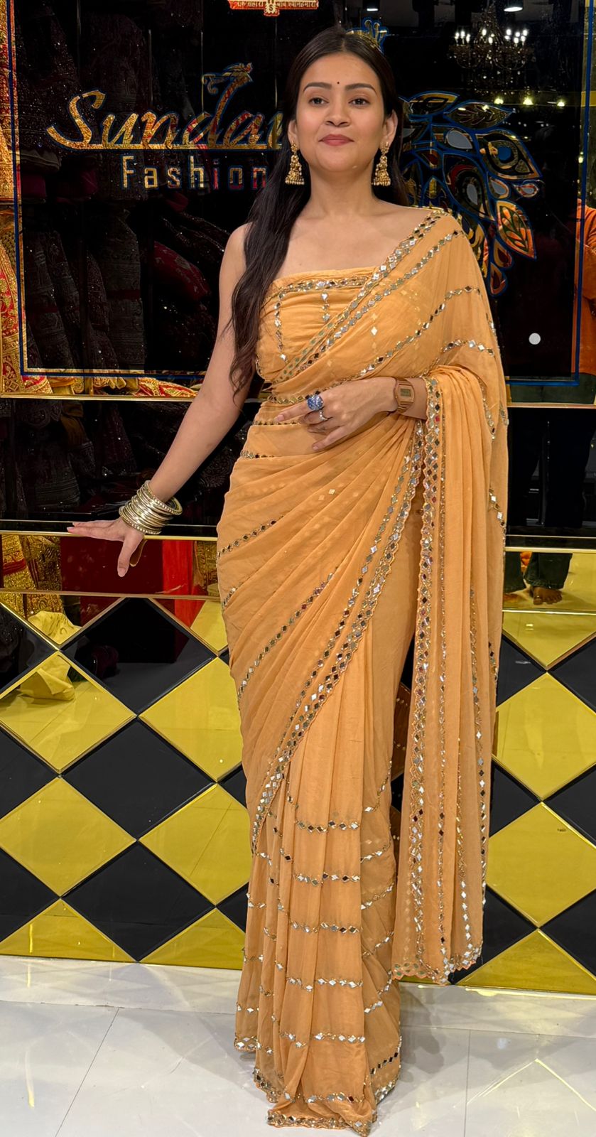 Elegant Original Mirror Work Saree (227)