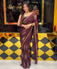 Wine Floral Mirrrorwork Handcrafted Crepe Saree (242)