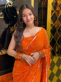 Sundari Exclusive Orange Handwork  Saree (233)