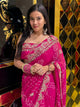 Pink Pure Chiffon Bandhani Mirror Handwork Saree (228)