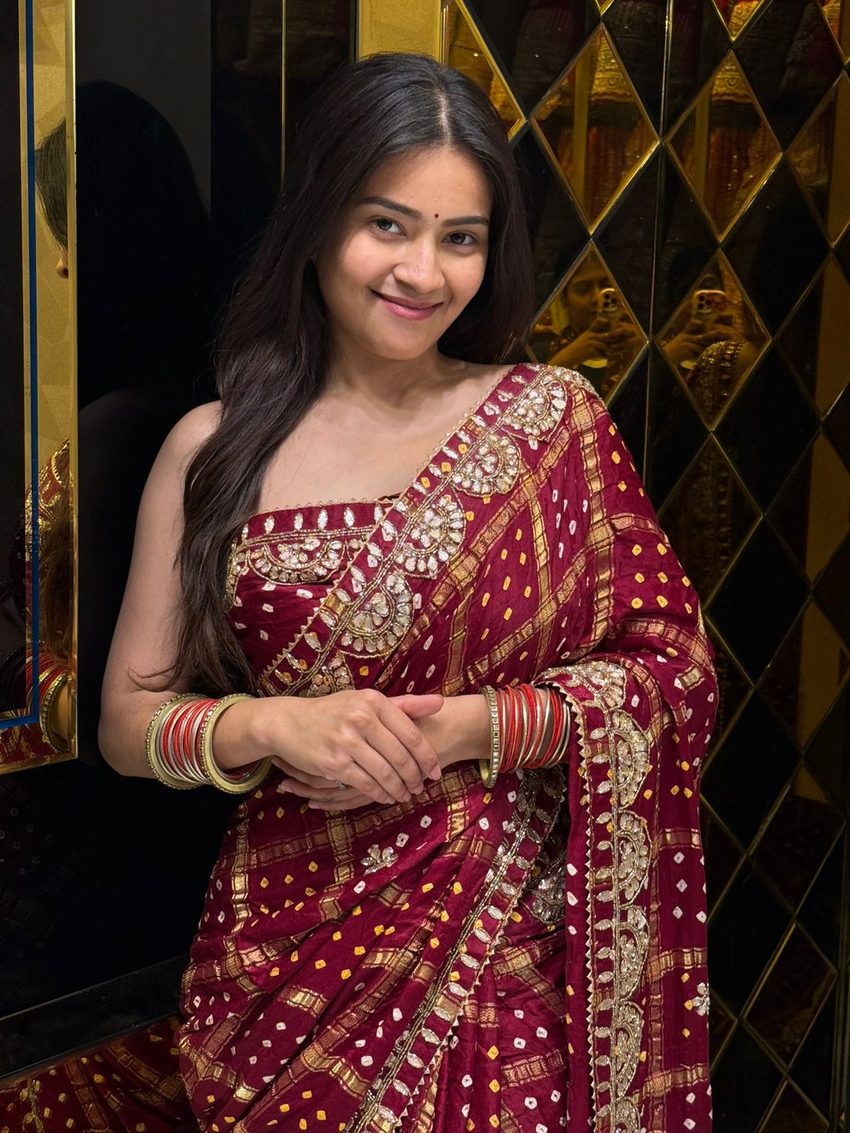 Red Gajji Silk Gharchola Saree (234)