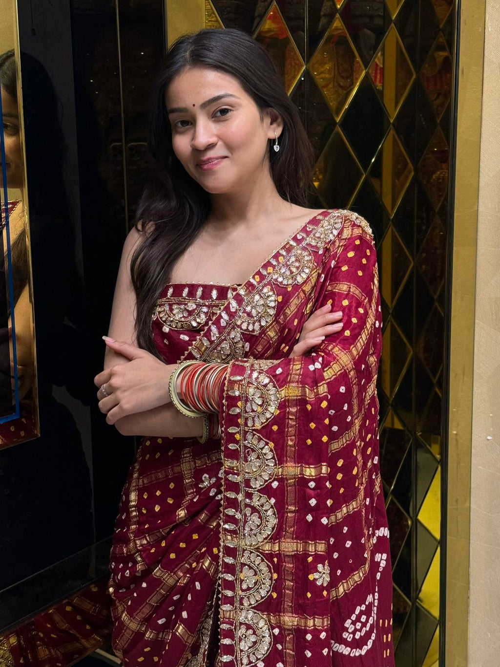 Red Gajji Silk Gharchola Saree (234)